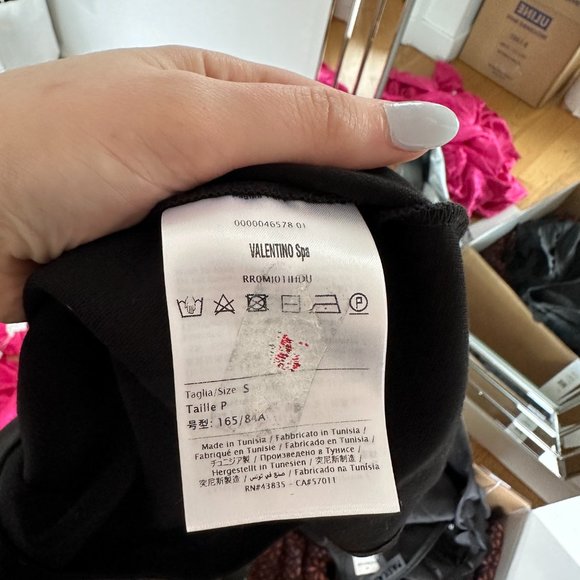 Red Valentino Mini Sheath Dress Small Black Crew Neck Short Sleeve Ruffle Print - Picture 4 of 12